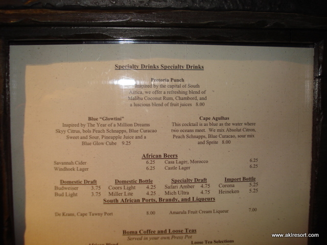 Drink and Wine menus TOP